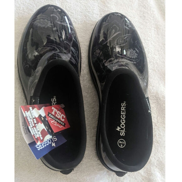 Sloggers Black Floral Women's Flats - Picture 1 of 6